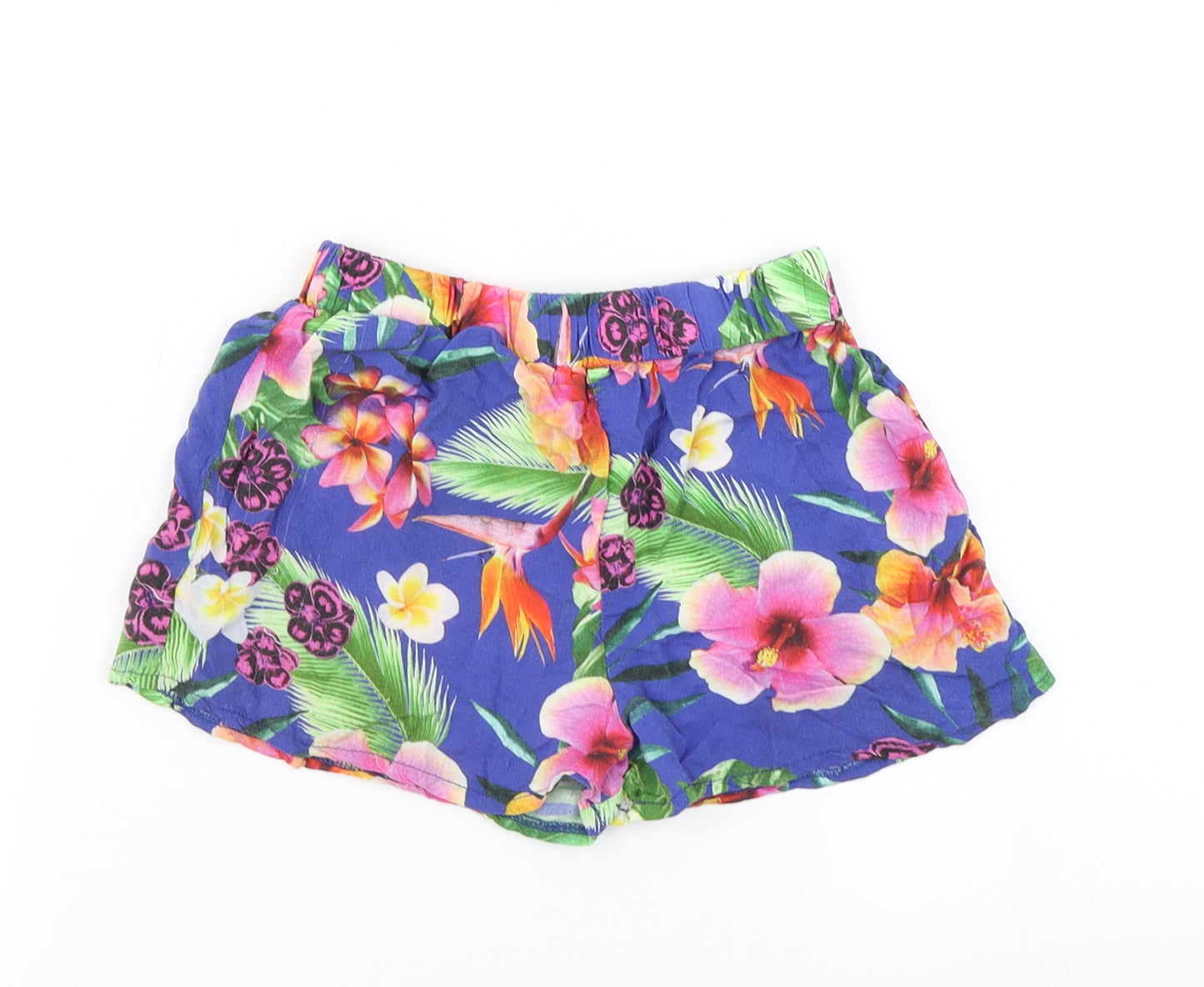 TU Girls Blue Floral  Mom Shorts Size 8 Years