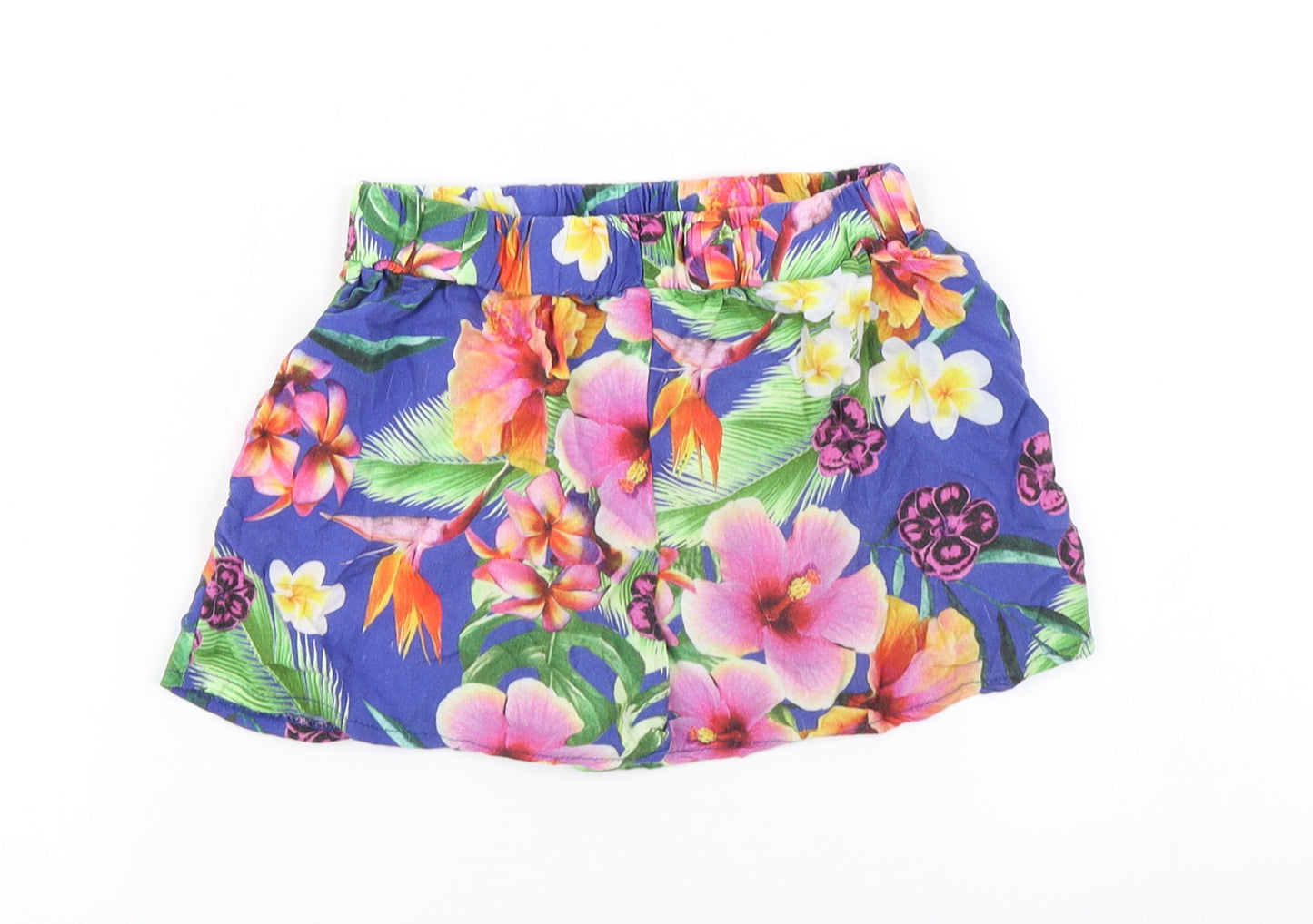 TU Girls Blue Floral  Mom Shorts Size 8 Years