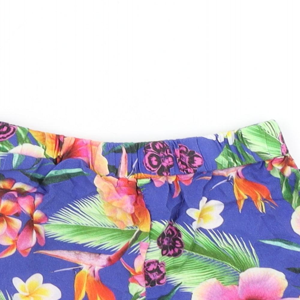 TU Girls Blue Floral  Mom Shorts Size 8 Years