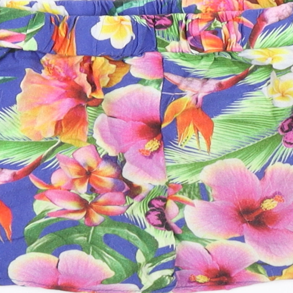TU Girls Blue Floral  Mom Shorts Size 8 Years