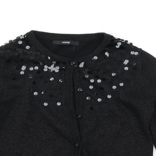 George Girls Black  Knit Cardigan Jumper Size 6-7 Years
