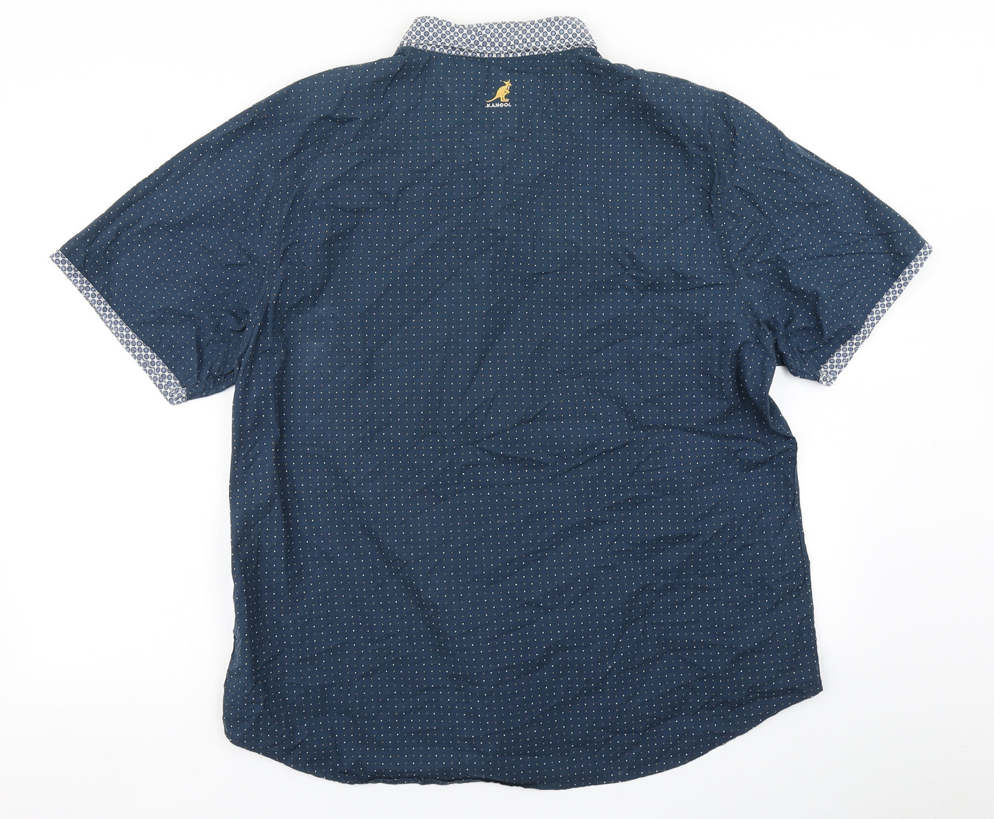 Kangol Mens Blue Polka Dot   Button-Up Size 2XL