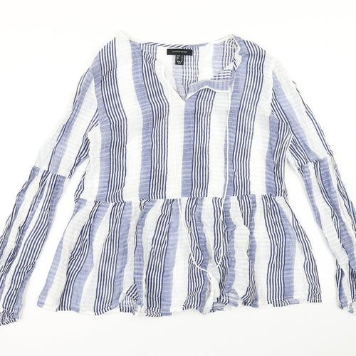 Atmosphere Womens Blue Striped  Basic Blouse Size 16