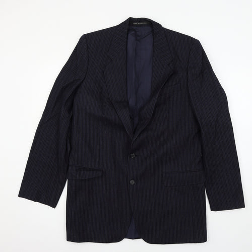 Burton Mens Blue Striped  Jacket Suit Jacket Size M