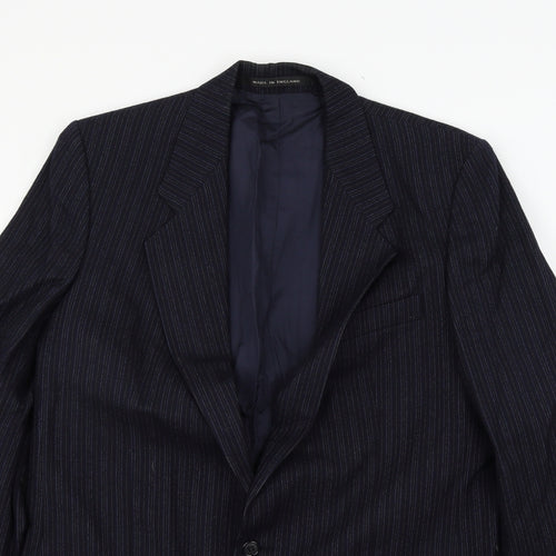 Burton Mens Blue Striped  Jacket Suit Jacket Size M