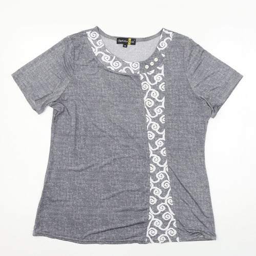 Charlotte Gold Womens Grey  Jersey Basic T-Shirt Size 16