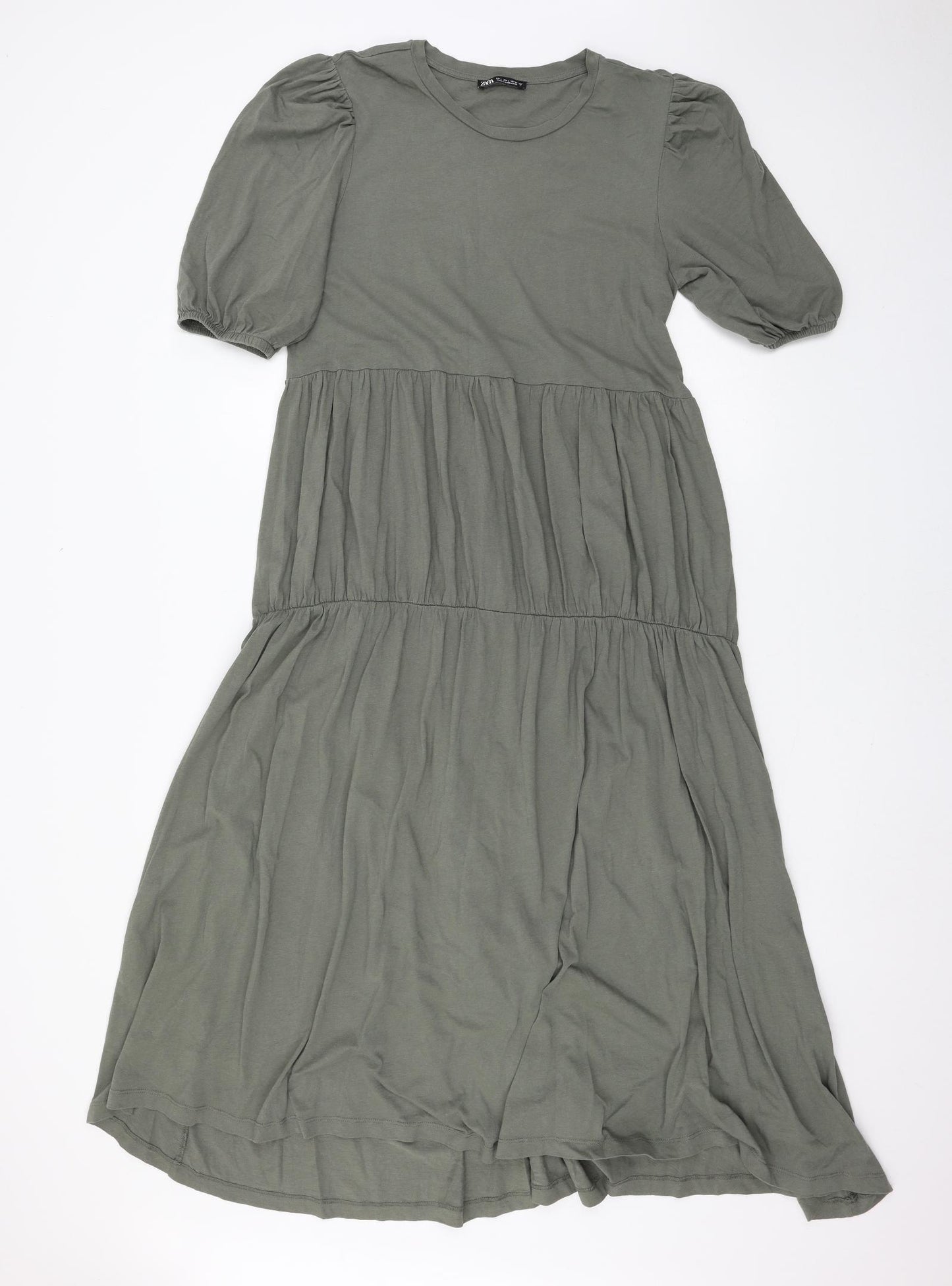 Zara Womens Green  Jersey T-Shirt Dress  Size L
