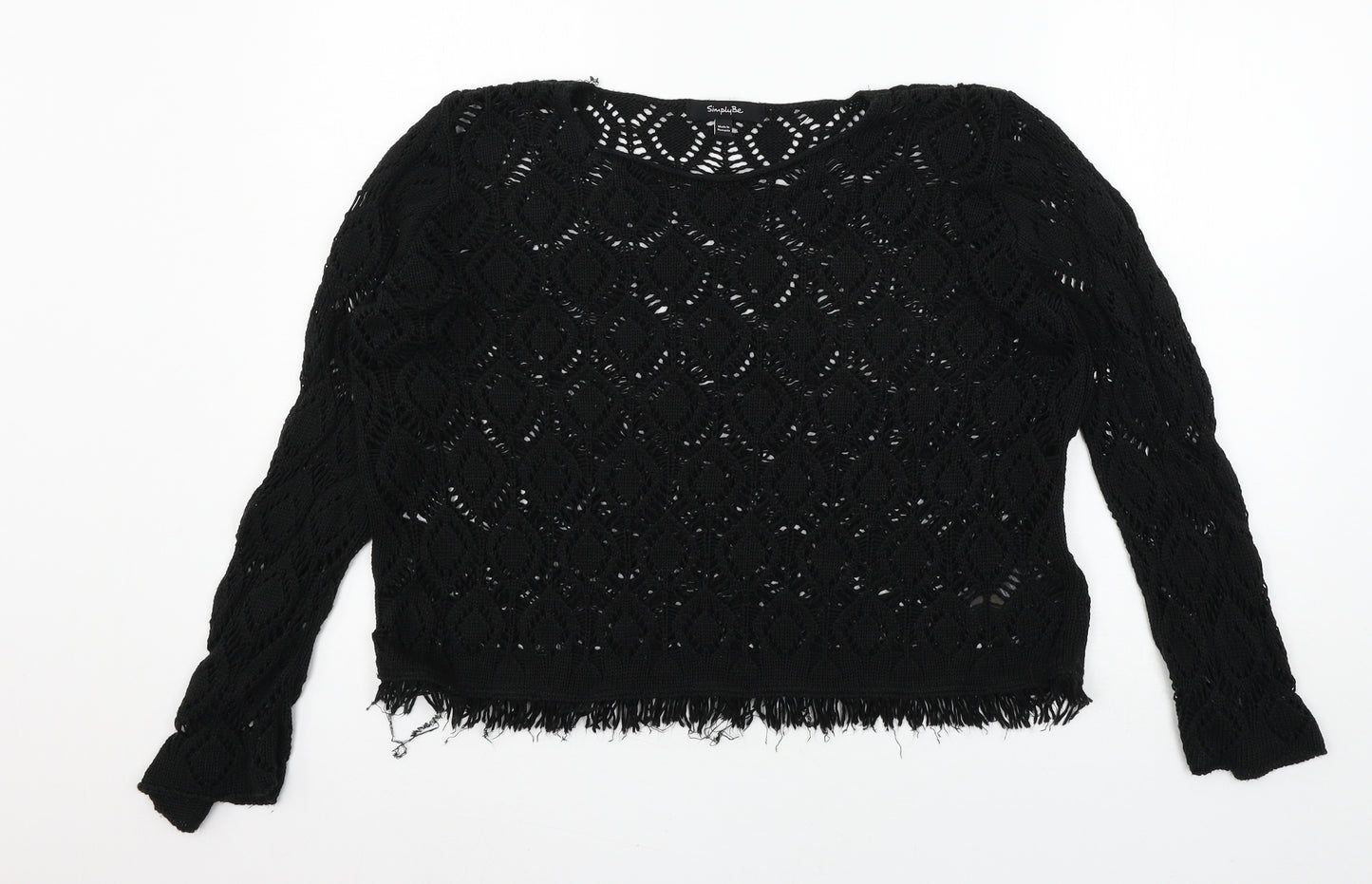 Simply Be Womens Black  Knit Pullover Jumper Size 16