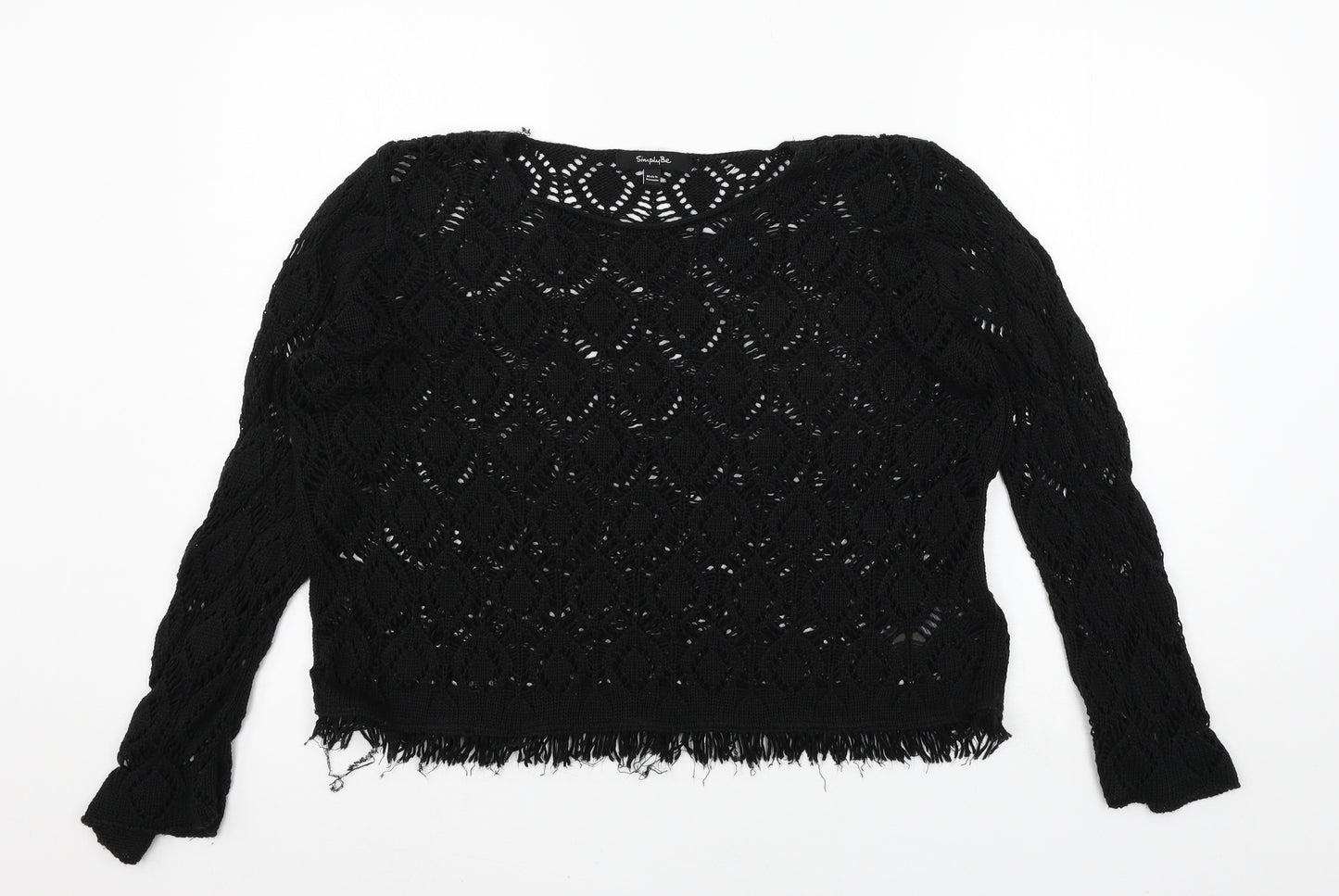 Simply Be Womens Black  Knit Pullover Jumper Size 16