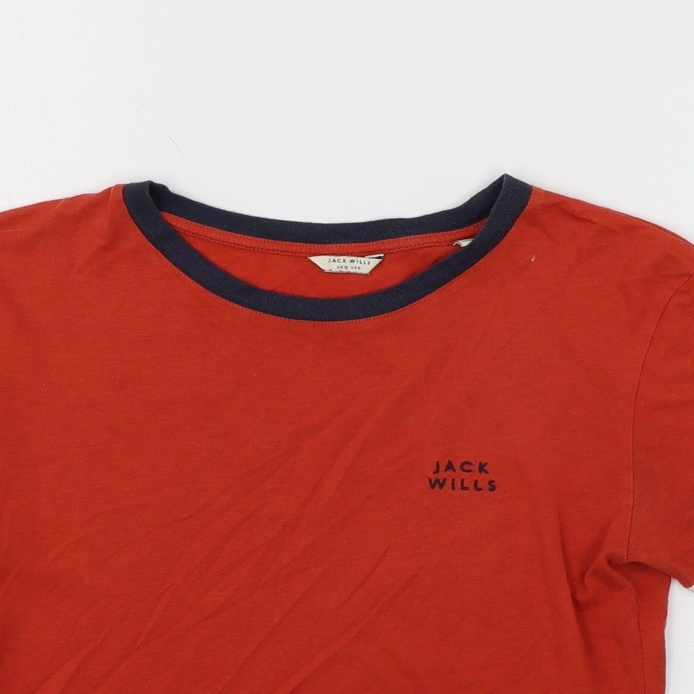 Jack Wills Womens Red  Jersey Basic T-Shirt Size 12