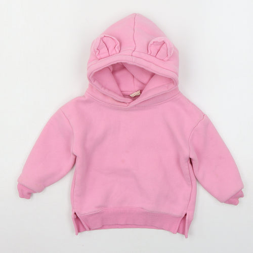 Kids Tales Girls Pink  Jersey Pullover Hoodie Size 2 Years