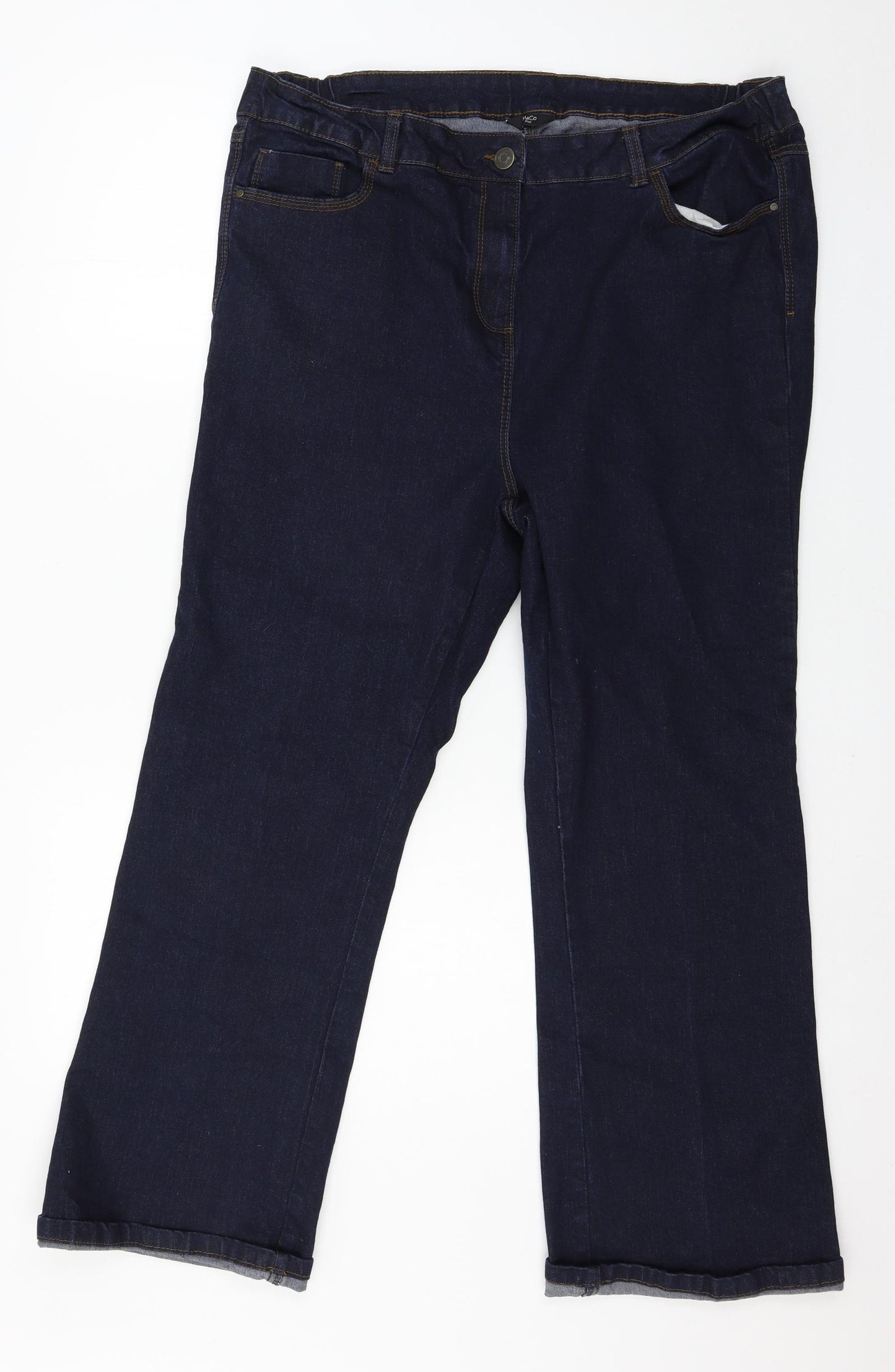 M&Co Womens Blue  Denim Wide-Leg Jeans Size 22 L27 in