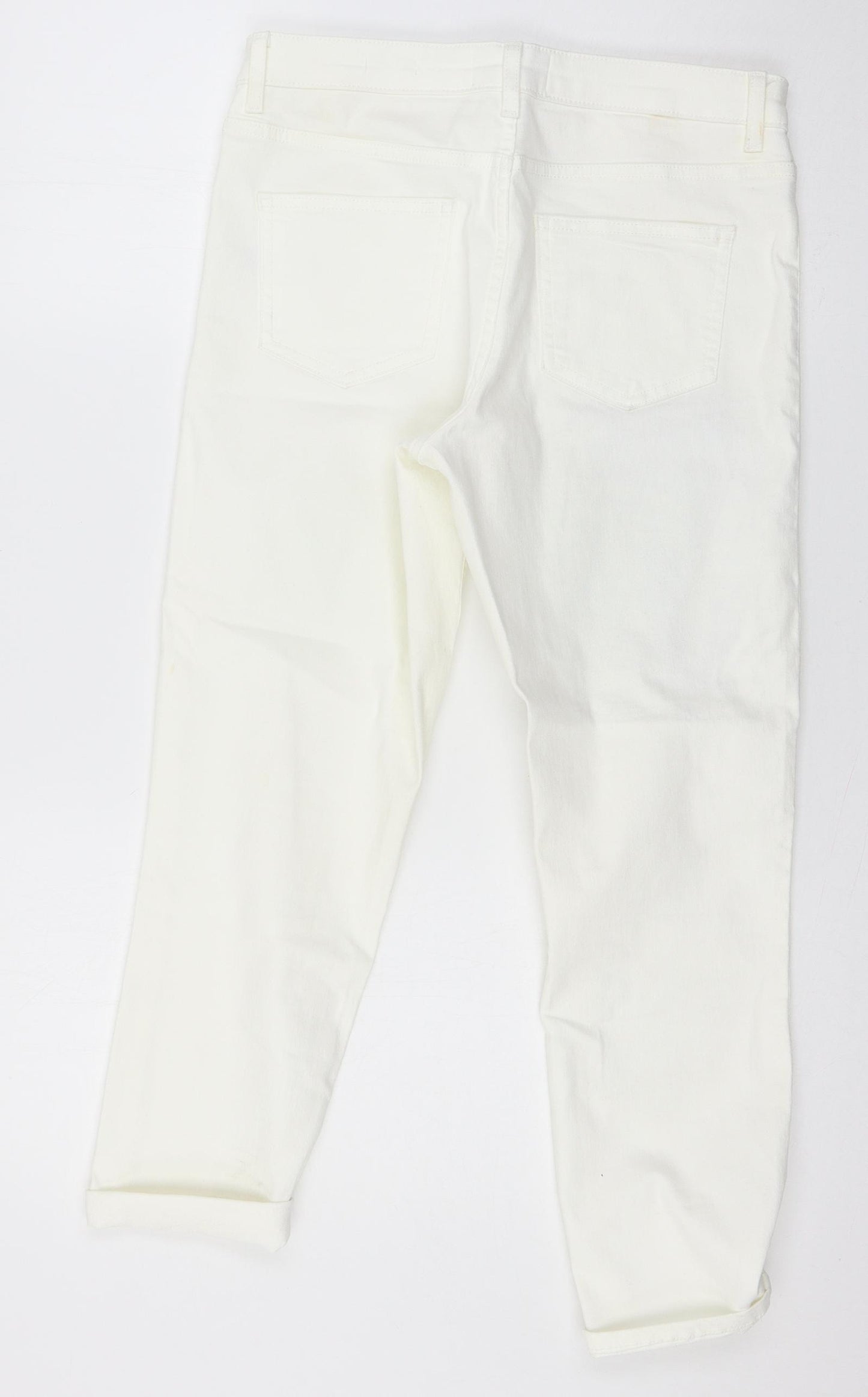 New Look Womens White  Denim Cropped Jeans Size 12 L25 in