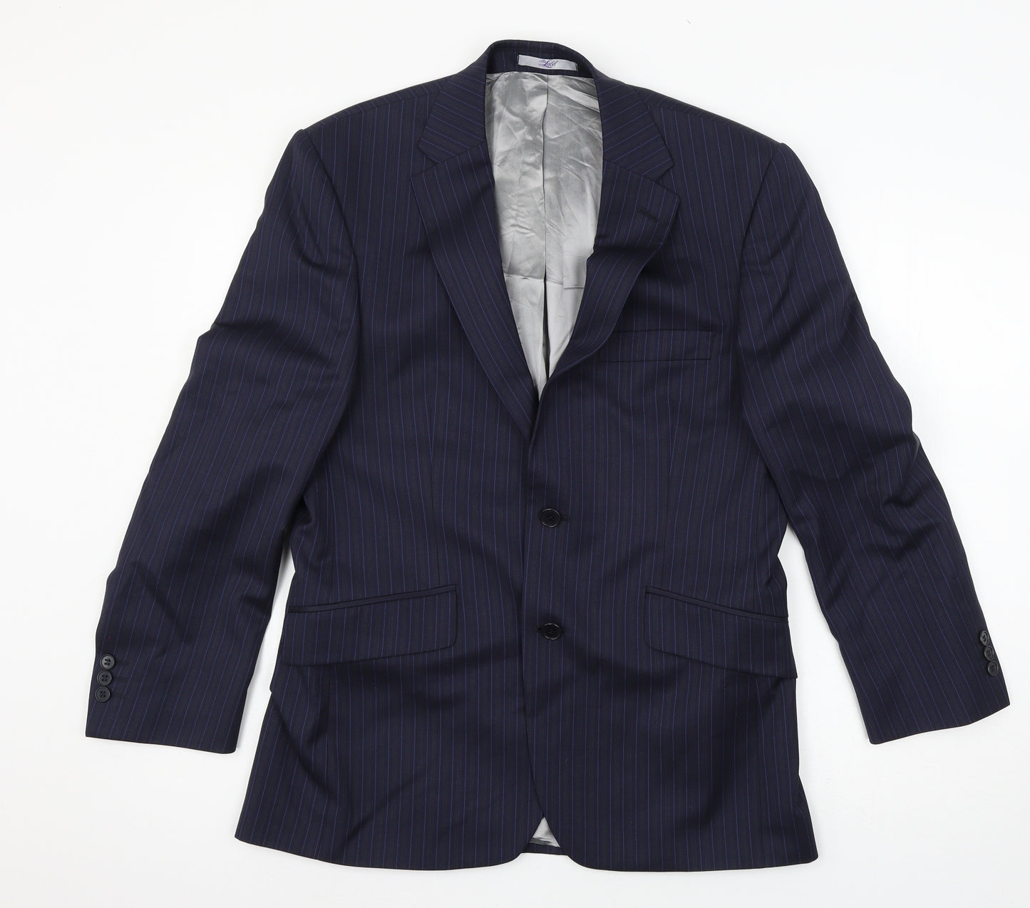 The Label Mens Blue Striped  Jacket Suit Jacket Size M