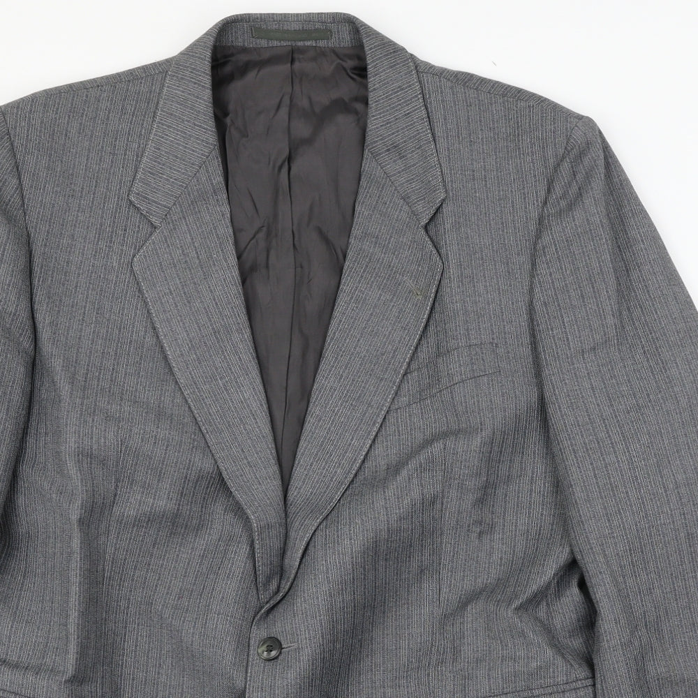 Boss Turo Mens Grey Striped  Jacket Suit Jacket Size XL