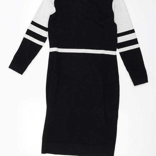 Karen Millen Womens Black Striped Knit Jumper Dress  Size M
