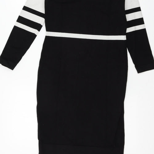 Karen Millen Womens Black Striped Knit Jumper Dress  Size M