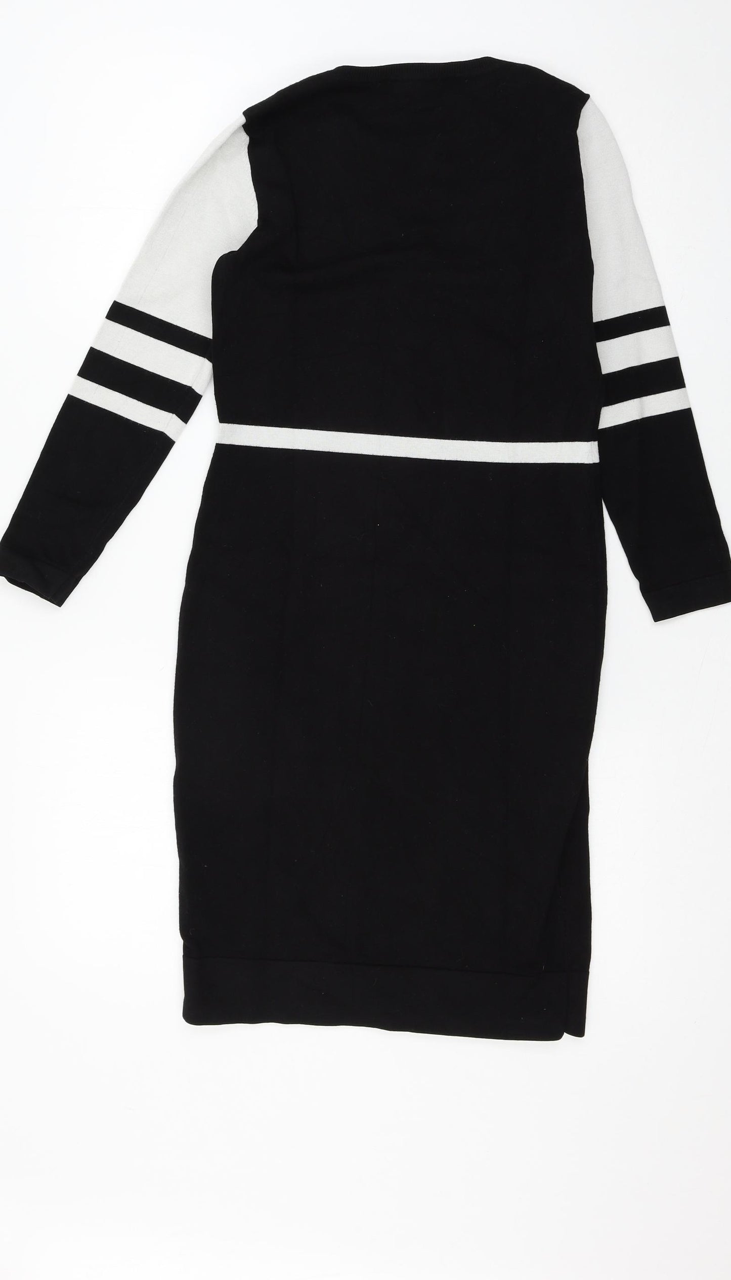 Karen Millen Womens Black Striped Knit Jumper Dress  Size M