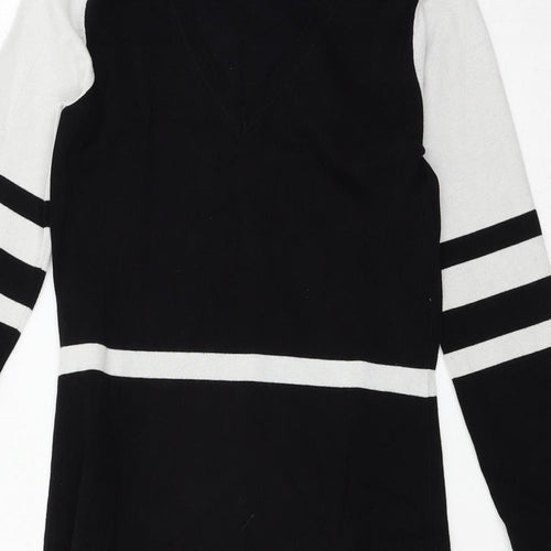 Karen Millen Womens Black Striped Knit Jumper Dress  Size M