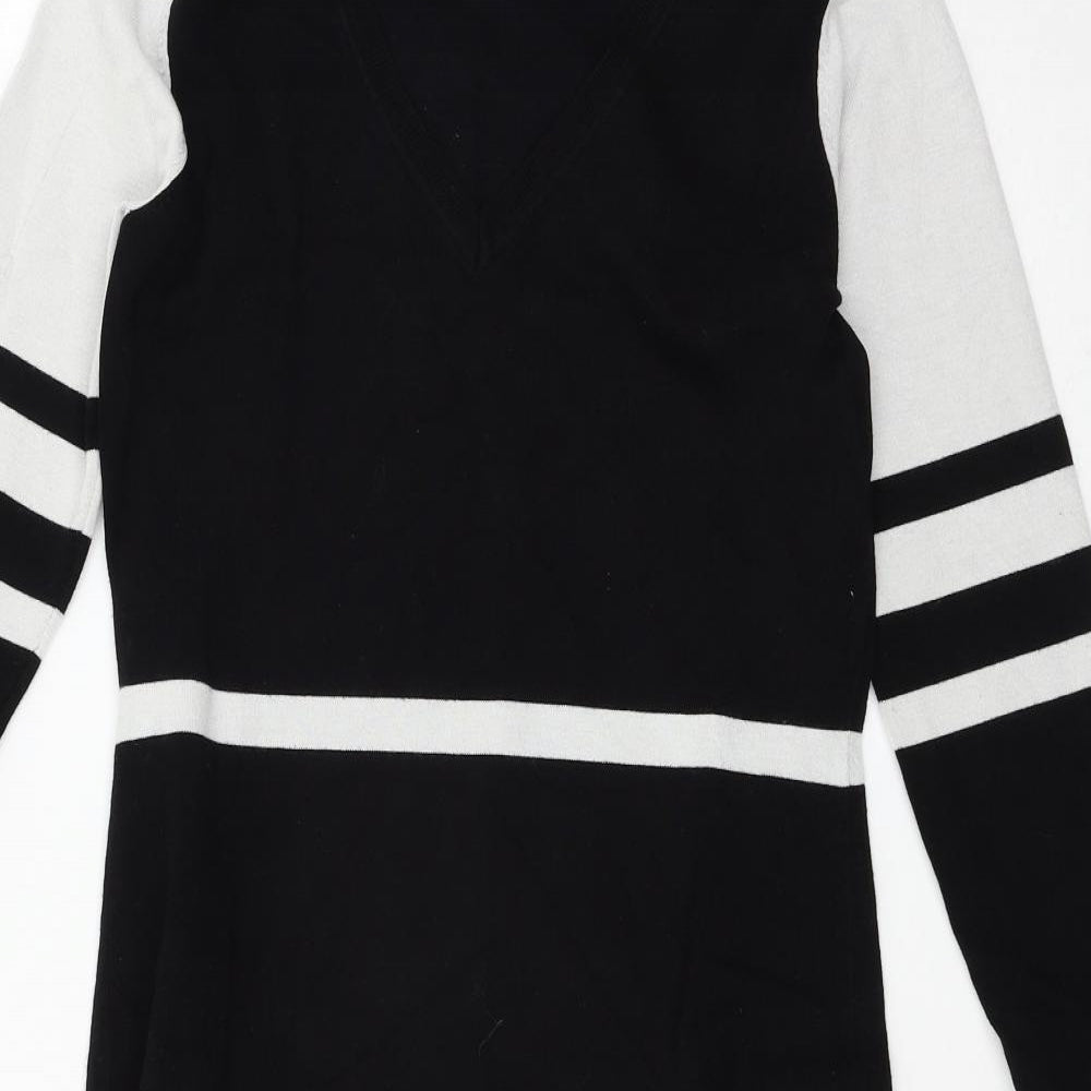 Karen Millen Womens Black Striped Knit Jumper Dress  Size M