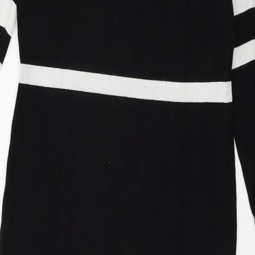 Karen Millen Womens Black Striped Knit Jumper Dress  Size M