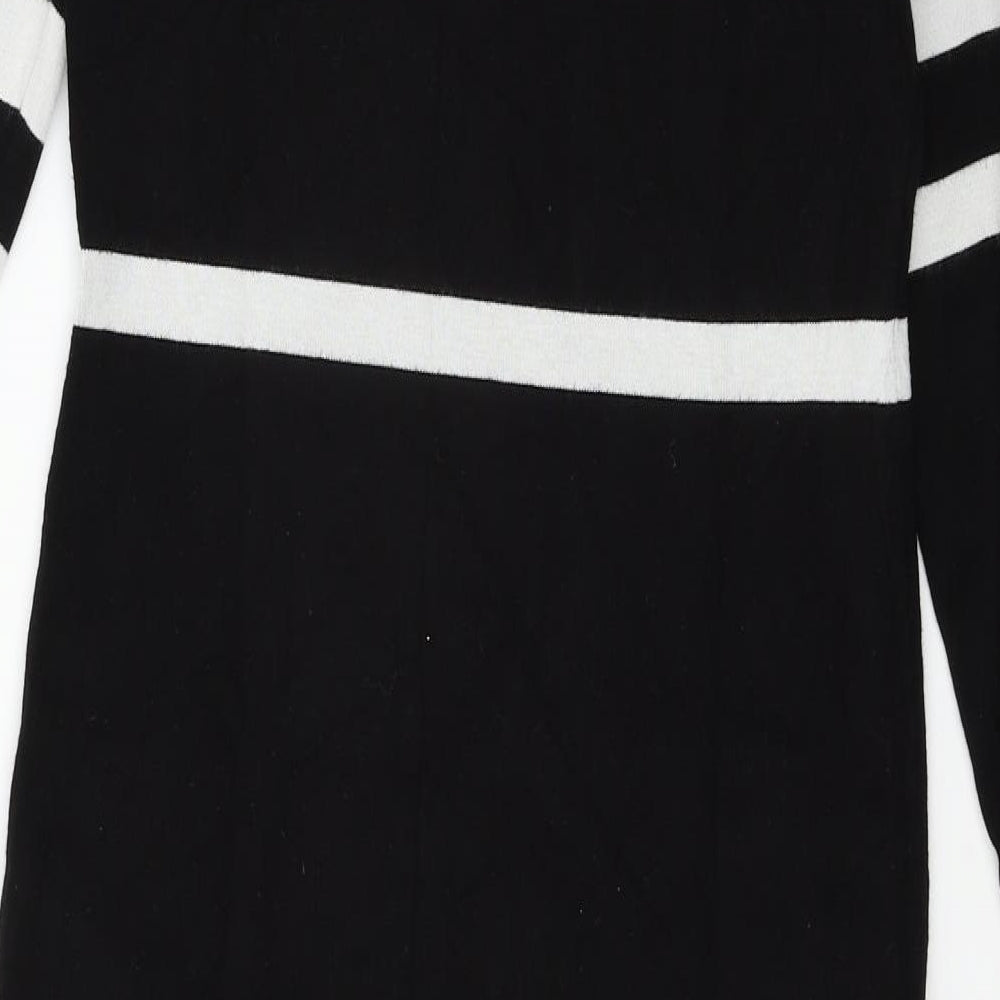 Karen Millen Womens Black Striped Knit Jumper Dress  Size M