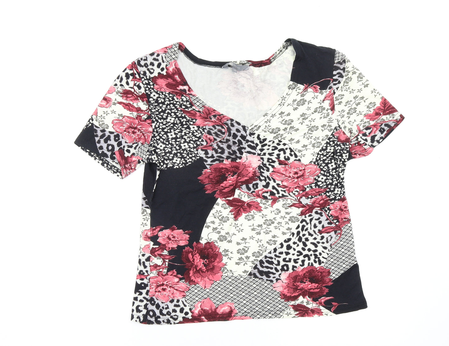 Mia Moda Womens Multicoloured Geometric  Basic T-Shirt Size 16