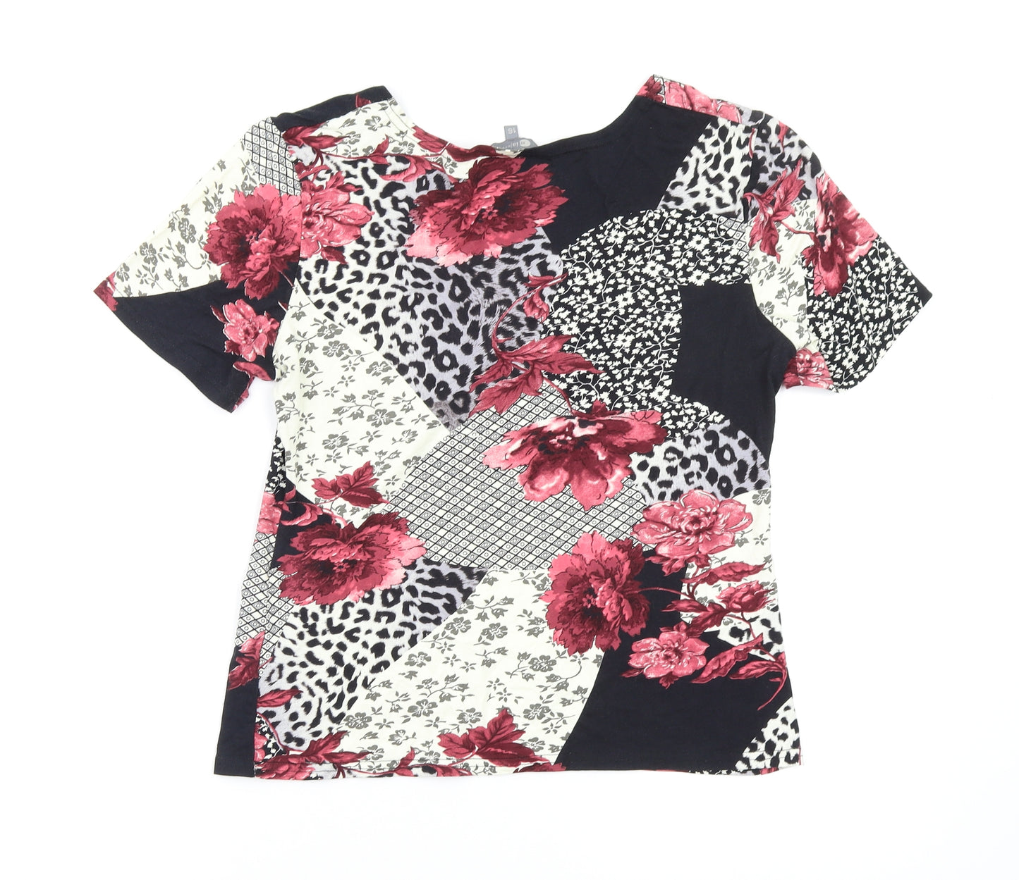 Mia Moda Womens Multicoloured Geometric  Basic T-Shirt Size 16