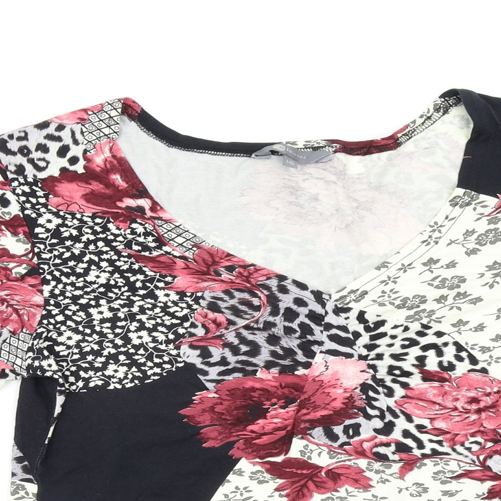 Mia Moda Womens Multicoloured Geometric  Basic T-Shirt Size 16