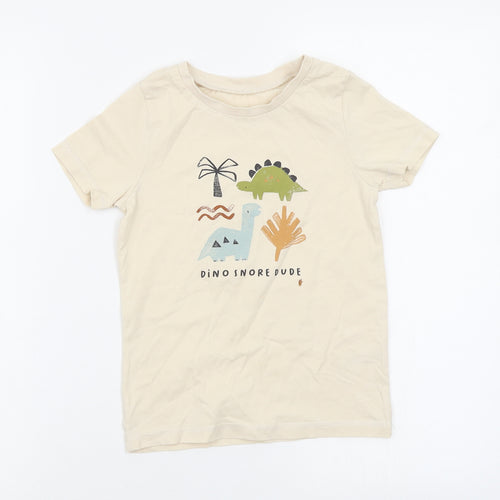 Asda George Boys Beige Animal Print  Basic T-Shirt Size 6-7 Years