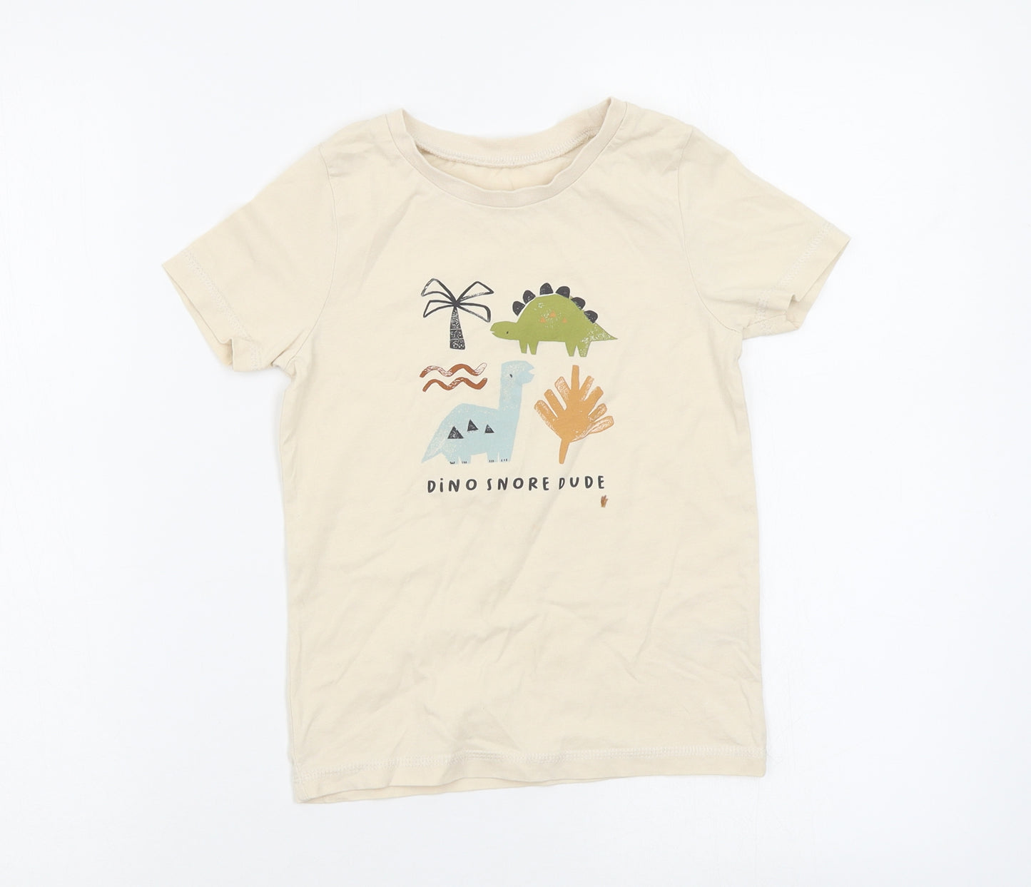 Asda George Boys Beige Animal Print  Basic T-Shirt Size 6-7 Years