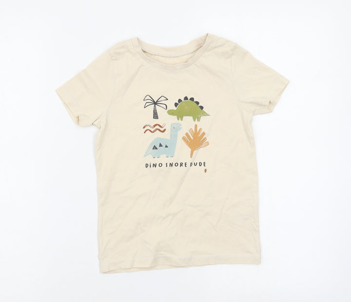 Asda George Boys Beige Animal Print  Basic T-Shirt Size 6-7 Years