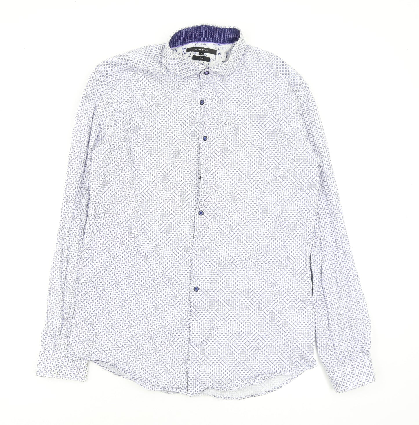 Politix Mens Multicoloured Geometric   Button-Up Size L