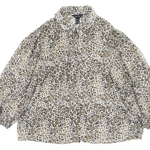 Primark Womens Multicoloured Animal Print  Basic Button-Up Size 16