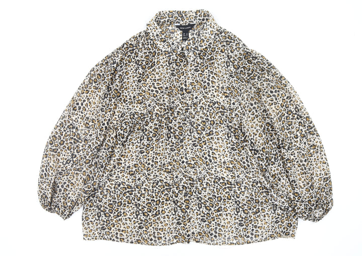 Primark Womens Multicoloured Animal Print  Basic Button-Up Size 16