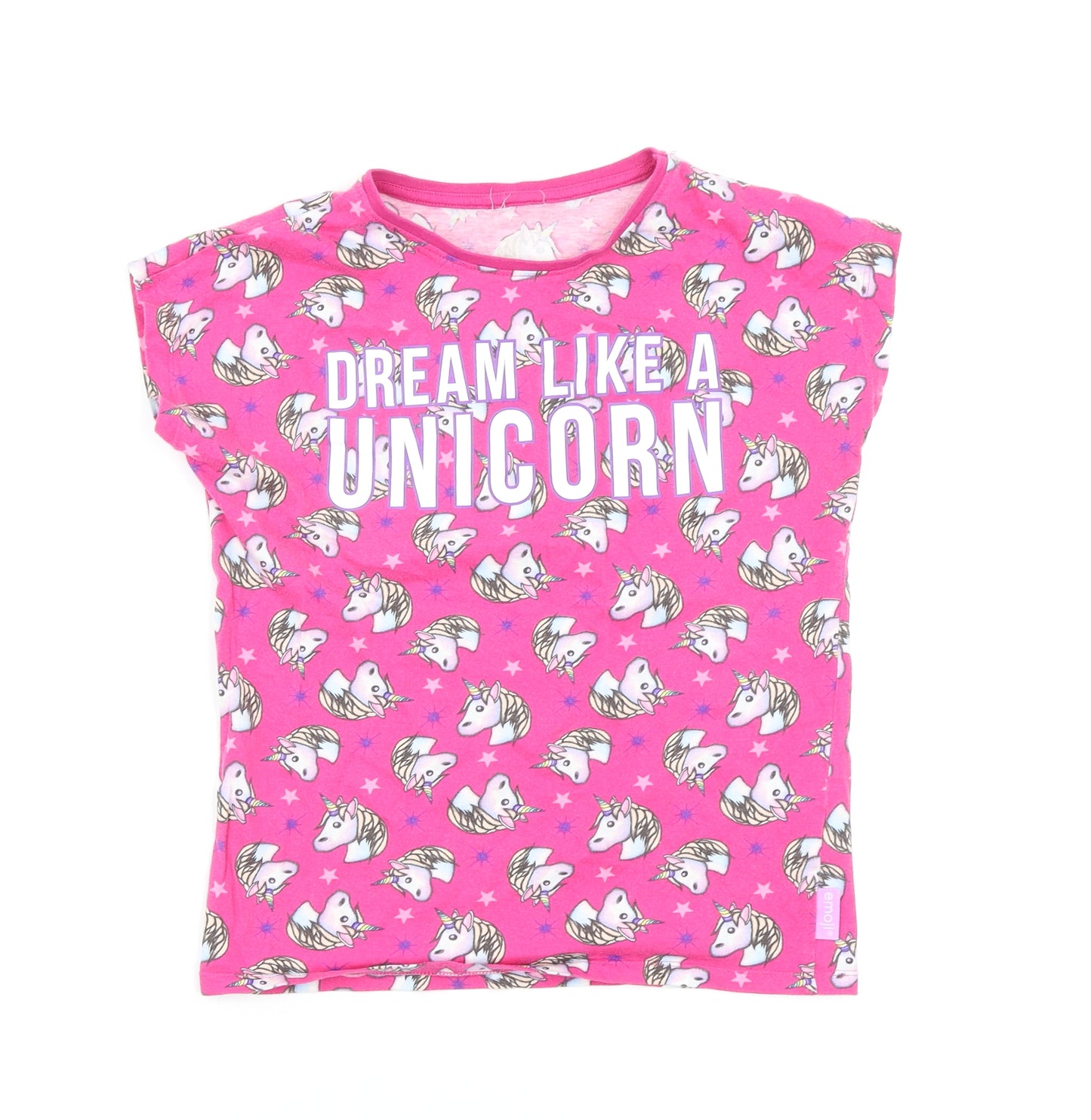 Preworn Girls Pink Animal Print  Top Pyjama Top Size 8-9 Years