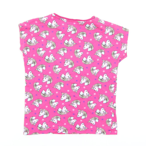 Preworn Girls Pink Animal Print  Top Pyjama Top Size 8-9 Years
