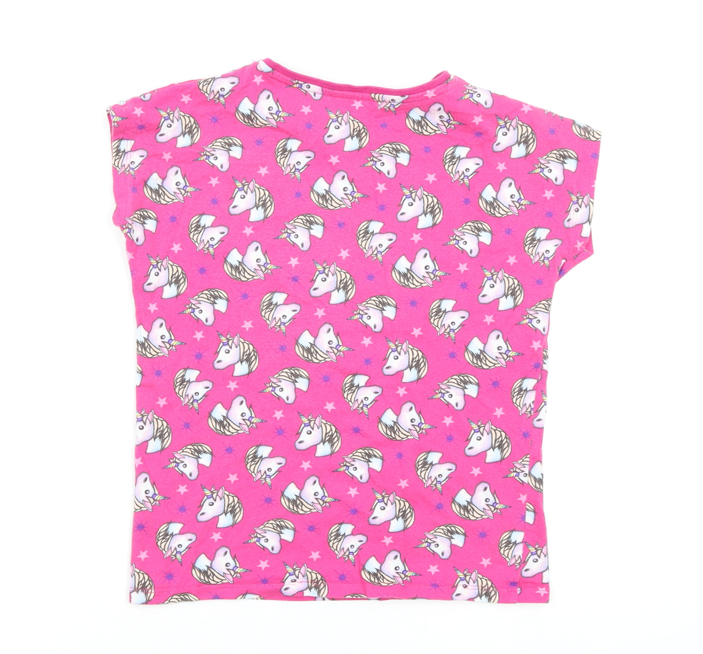 Preworn Girls Pink Animal Print  Top Pyjama Top Size 8-9 Years