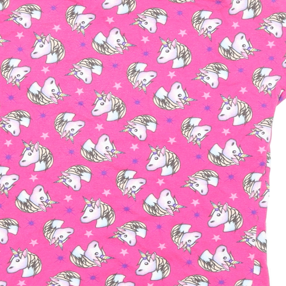 Preworn Girls Pink Animal Print  Top Pyjama Top Size 8-9 Years