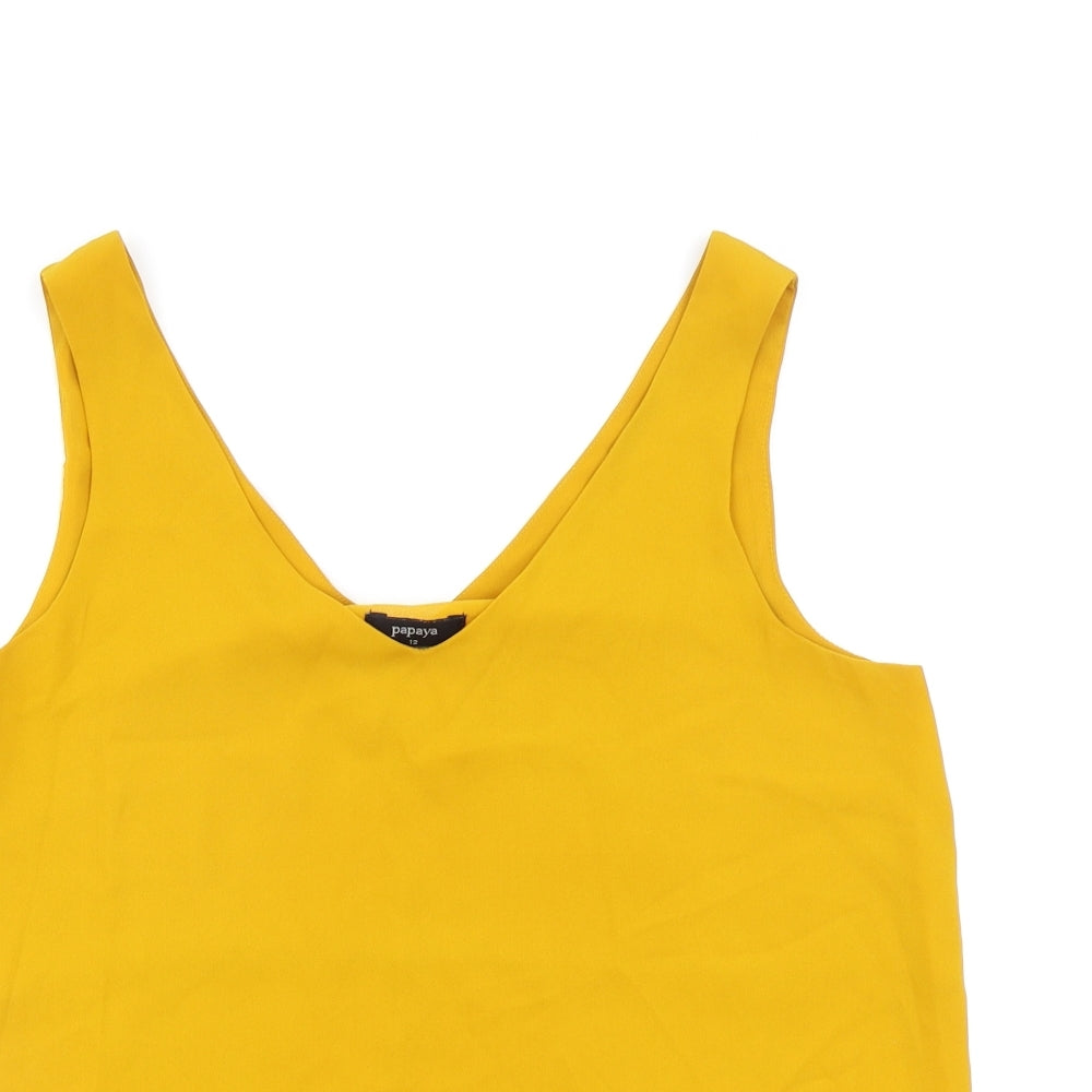 Papaya Womens Yellow   Basic Blouse Size 12