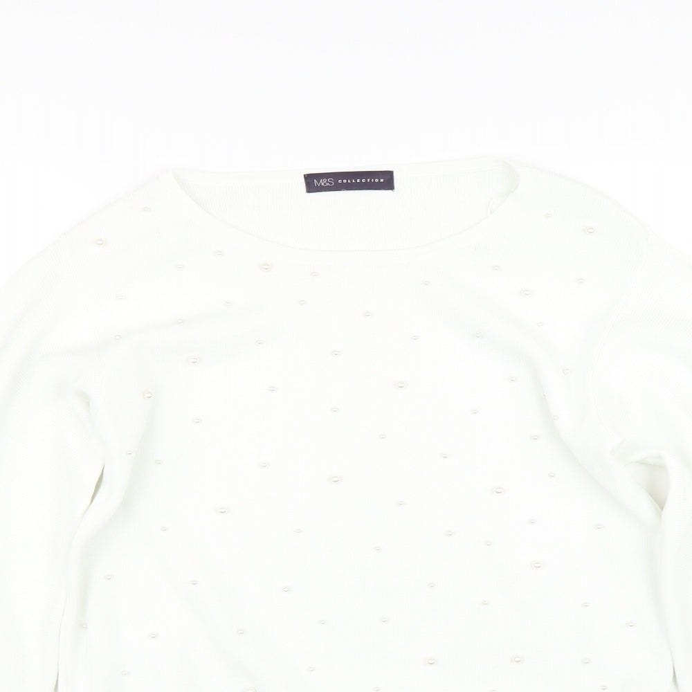 M&S Womens White   Pullover Jumper Size 12