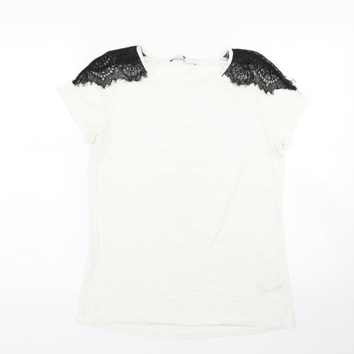 Very Womens White   Basic T-Shirt Size 12