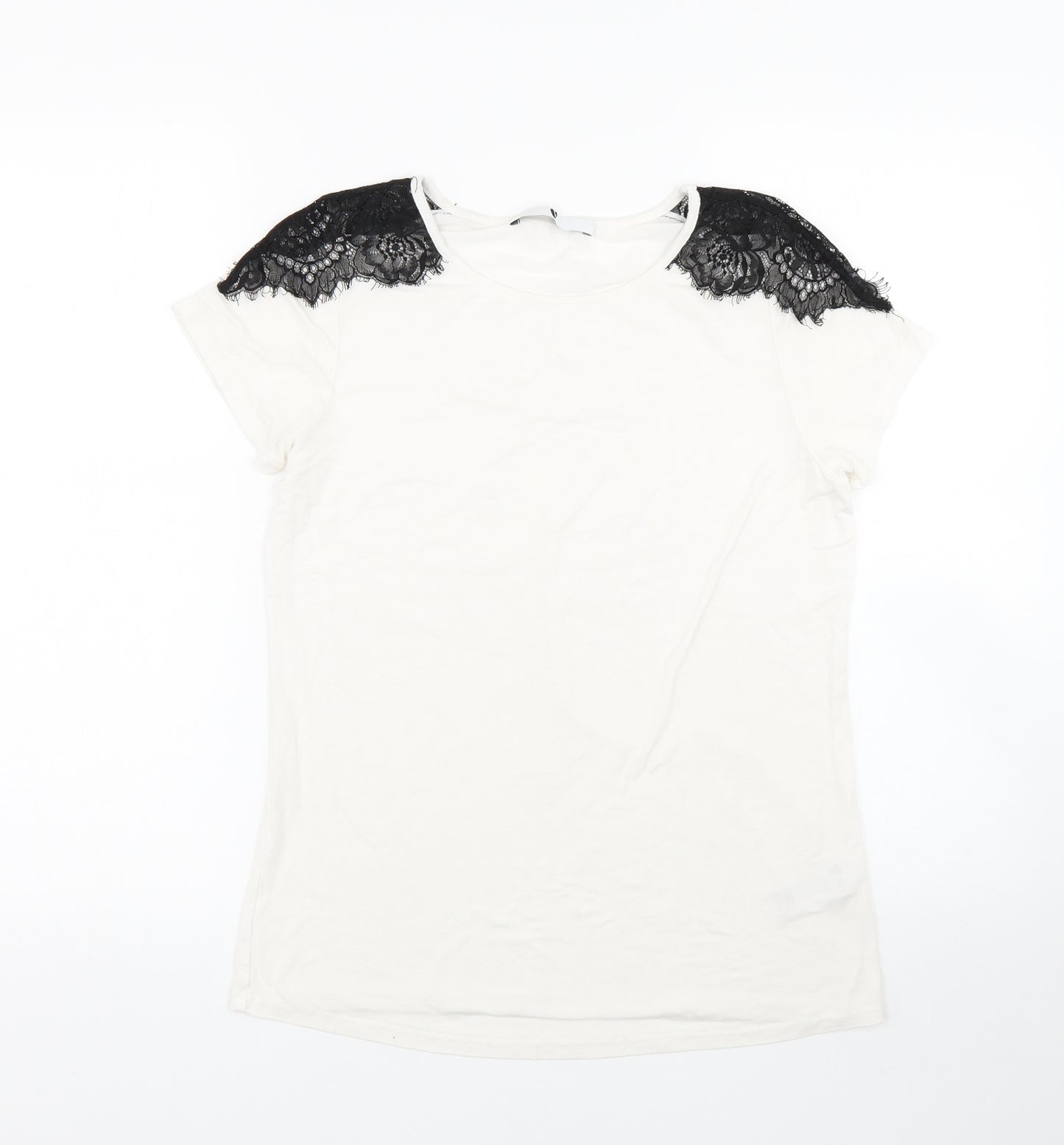 Very Womens White   Basic T-Shirt Size 12