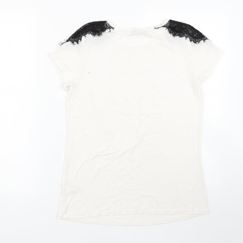 Very Womens White   Basic T-Shirt Size 12
