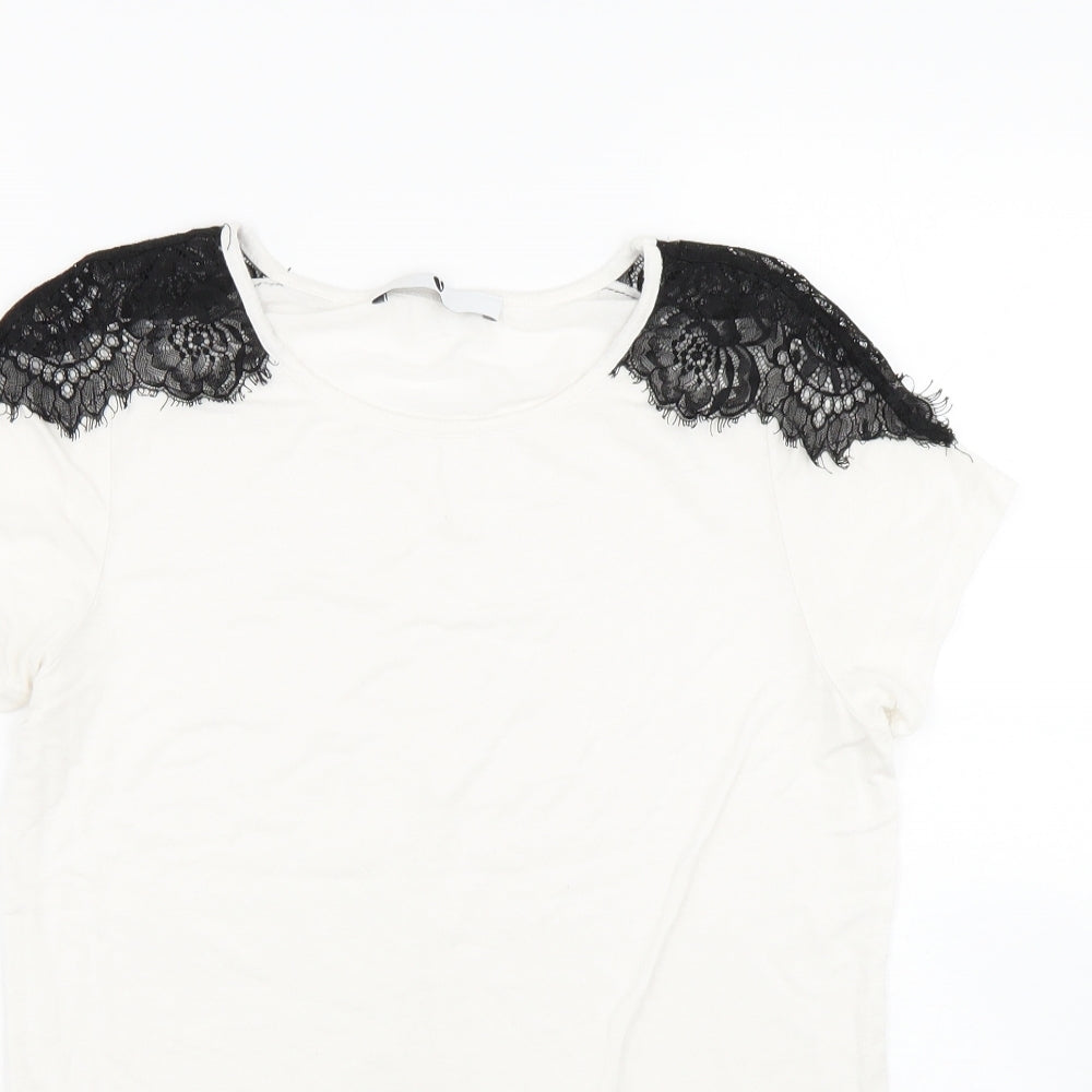 Very Womens White   Basic T-Shirt Size 12