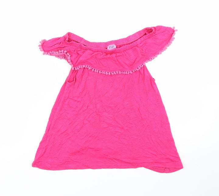 F&F Girls Pink Basic T-Shirt Size 7-8 Years