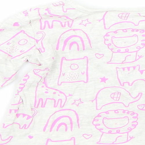 George Girls Grey Animal Print  Basic T-Shirt Size 6-9 Months  - Animals