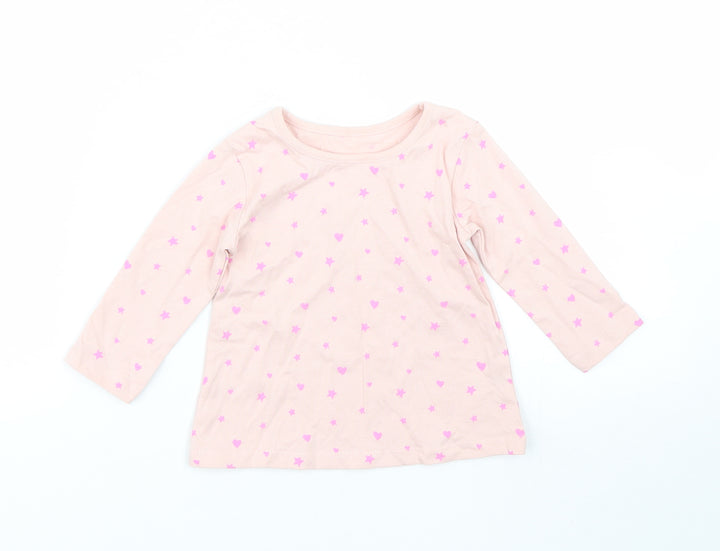 George Girls Pink Polka Dot  Basic T-Shirt Size 6-9 Months