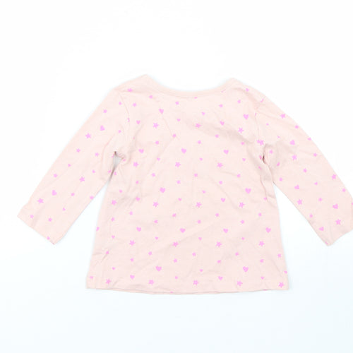 George Girls Pink Polka Dot  Basic T-Shirt Size 6-9 Months