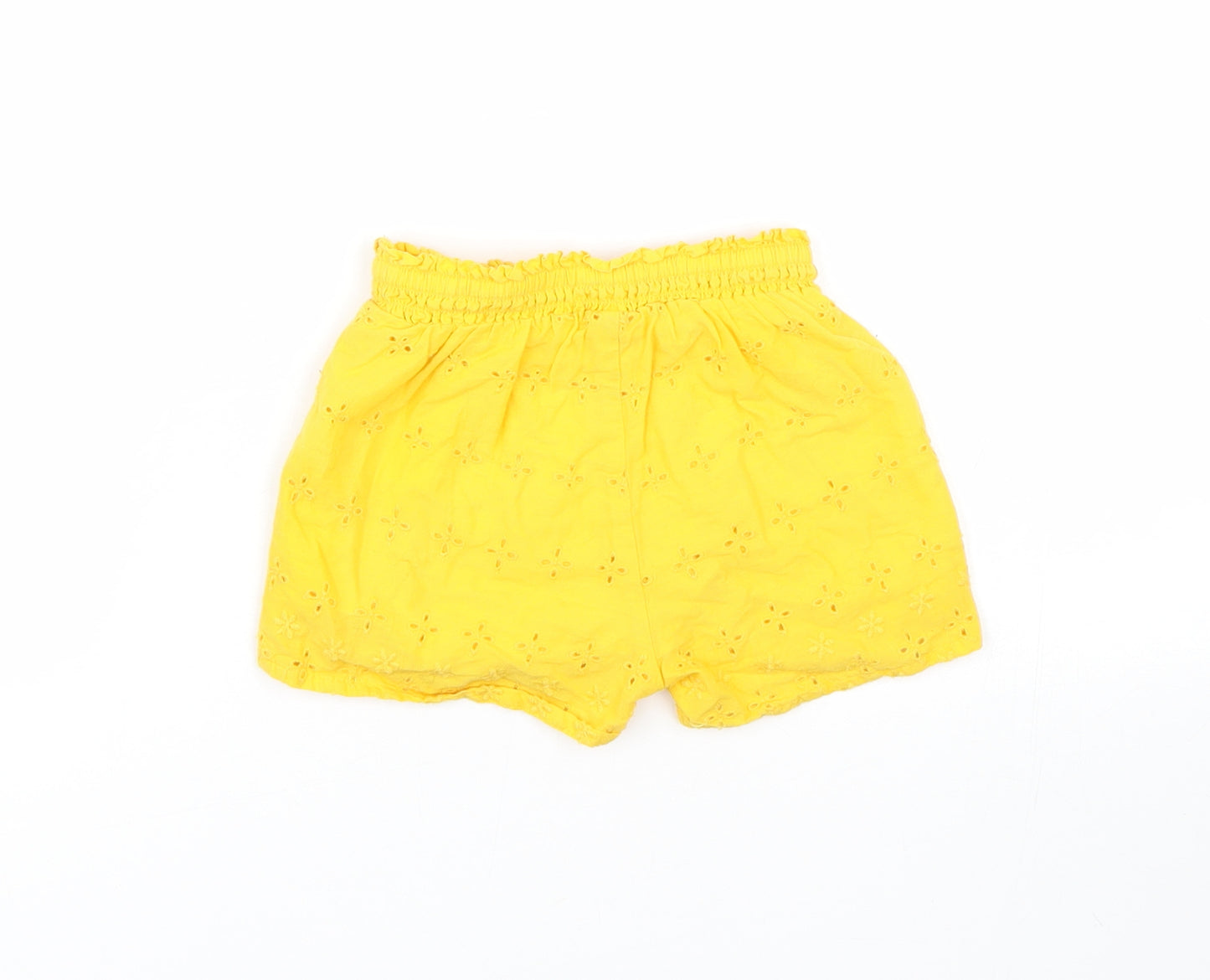 M&S Girls Yellow Floral  Cropped Trousers Size 9 Months  - Shorts